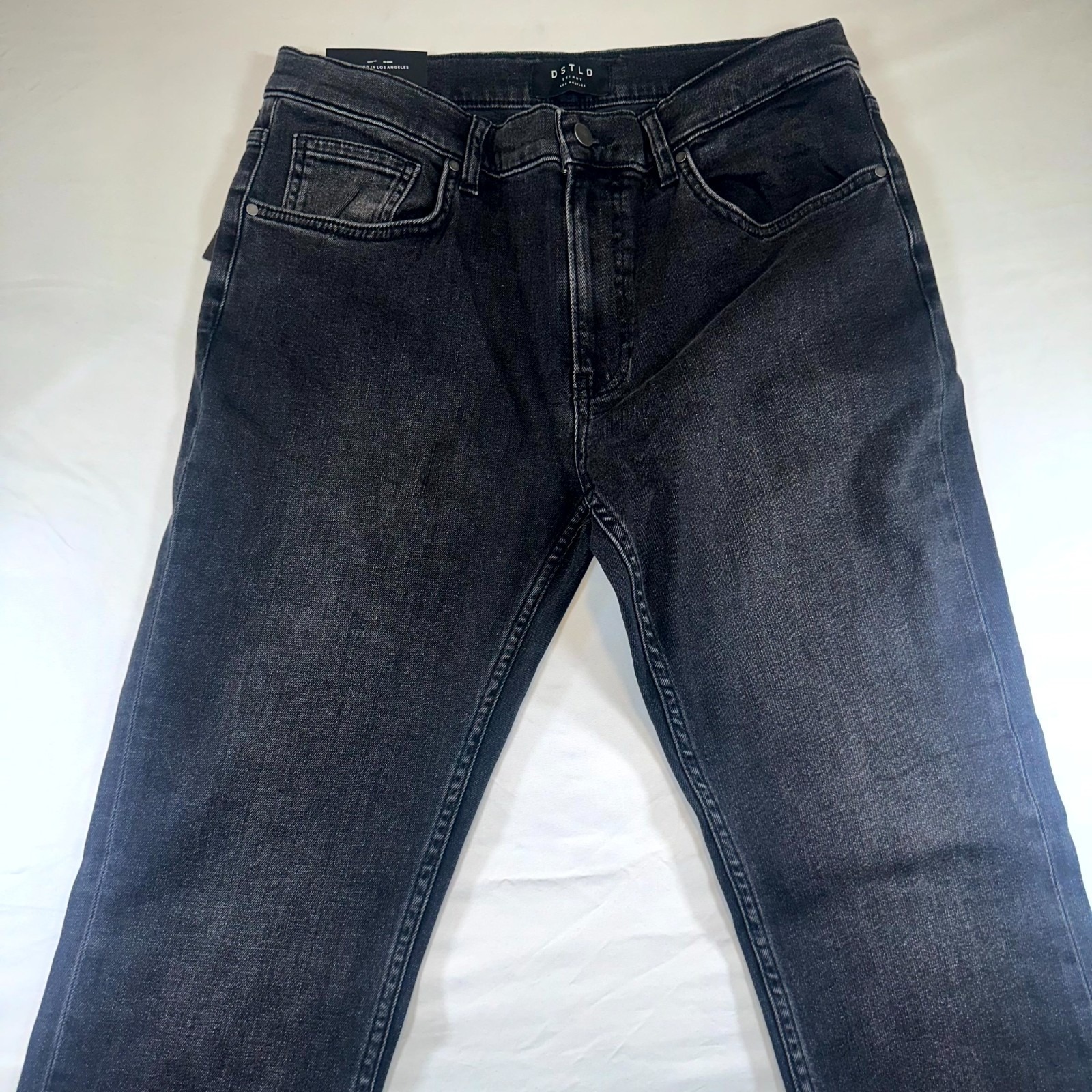 Dstld Skinny Jeans Mens 34x32 Gray Denim Cotton Stretch Mid Rise Slim Dark Wash